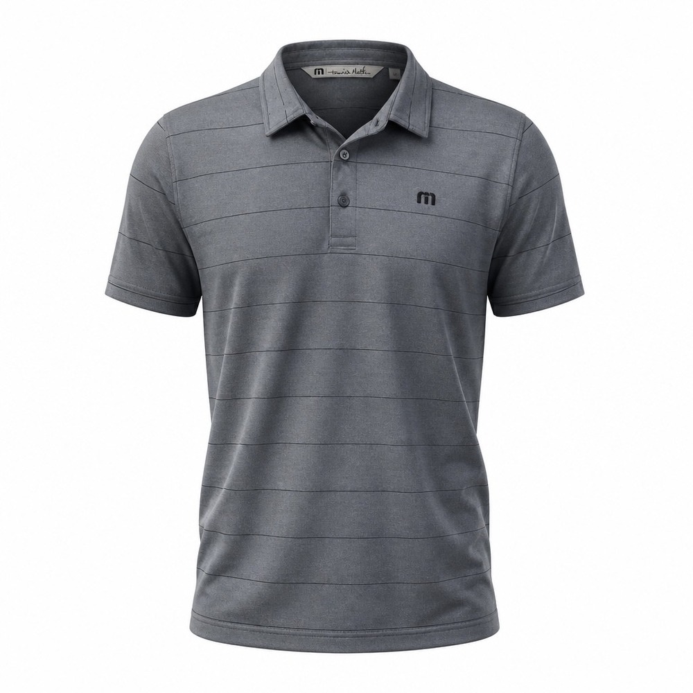 Travis Mathew Mens Grey Stripe Polo Shirt Large Short Sleeve Golf Athleisure